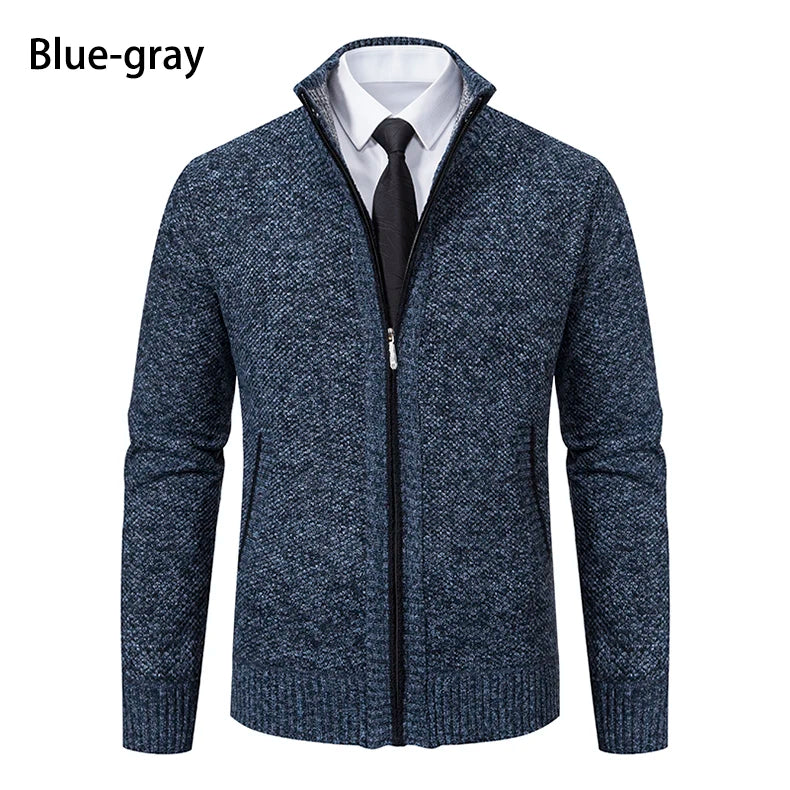 Men’s Autumn Winter Stand Collar Zipper Sweater