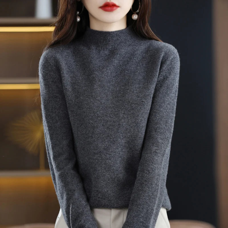 Women’s 100% Wool Half-Neck Pullover