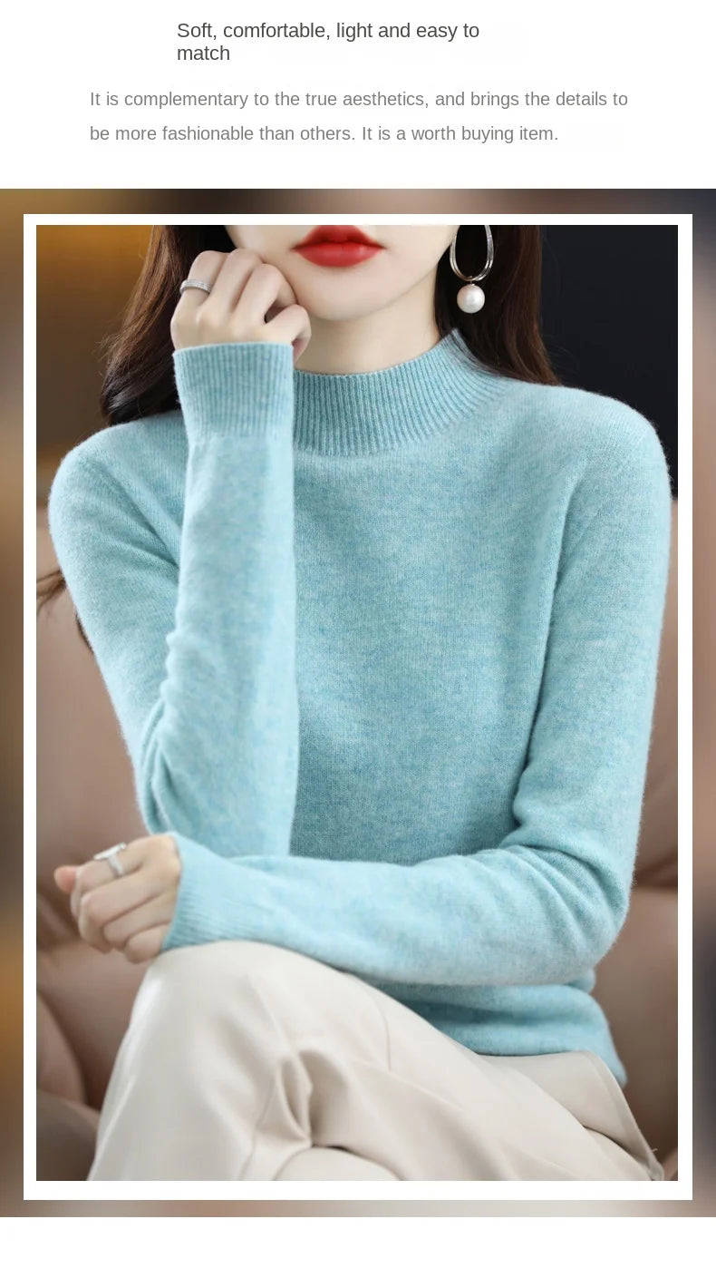 Women’s 100% Wool Half-Neck Pullover