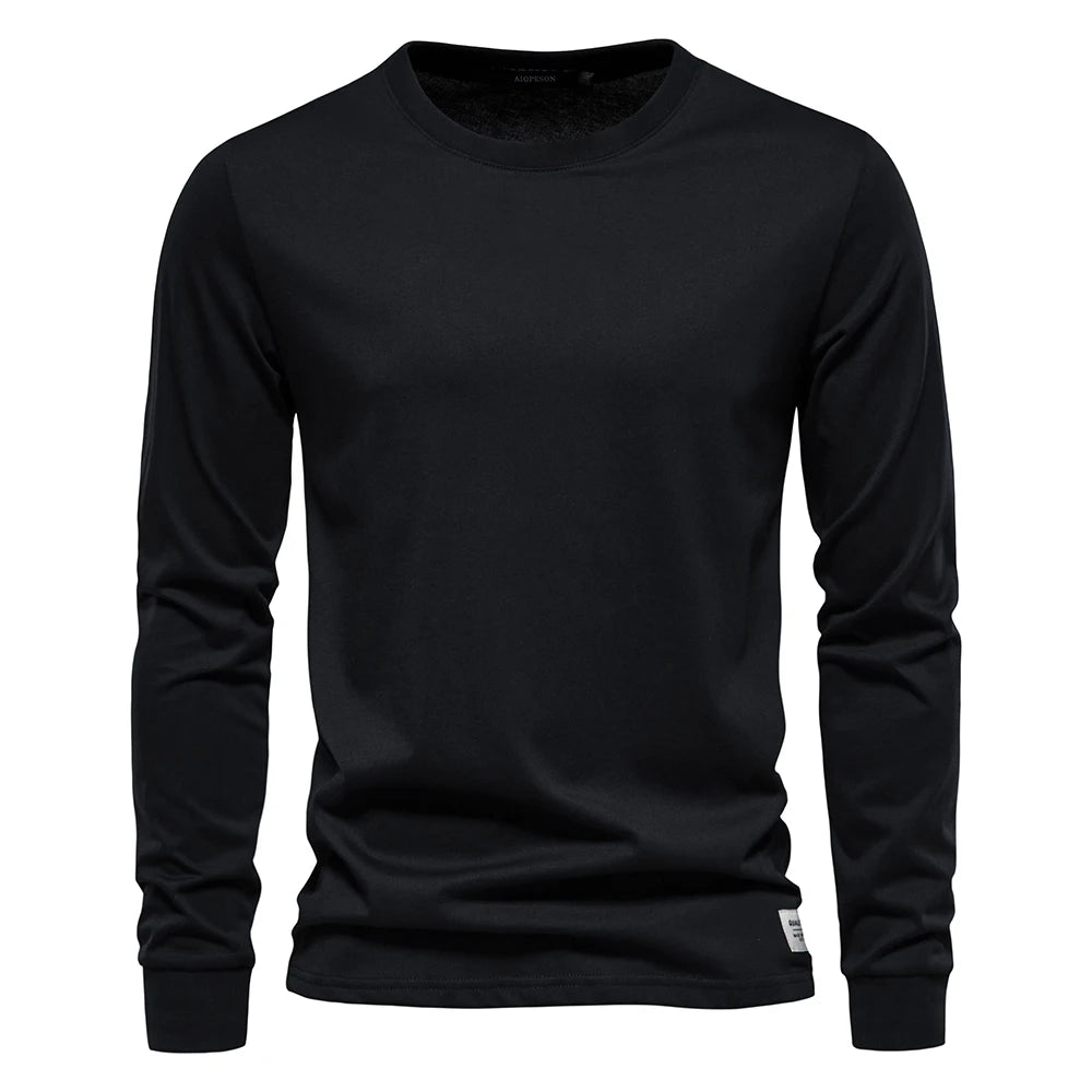 Men’s Solid Cotton Long-Sleeve T-Shirt