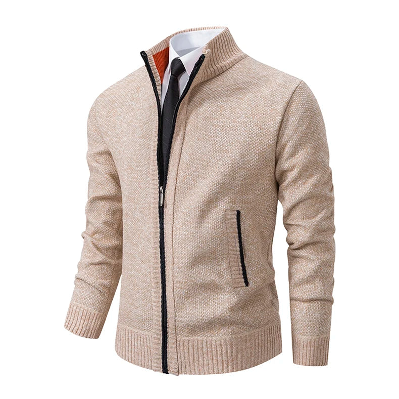 Men’s Autumn Winter Stand Collar Zipper Sweater