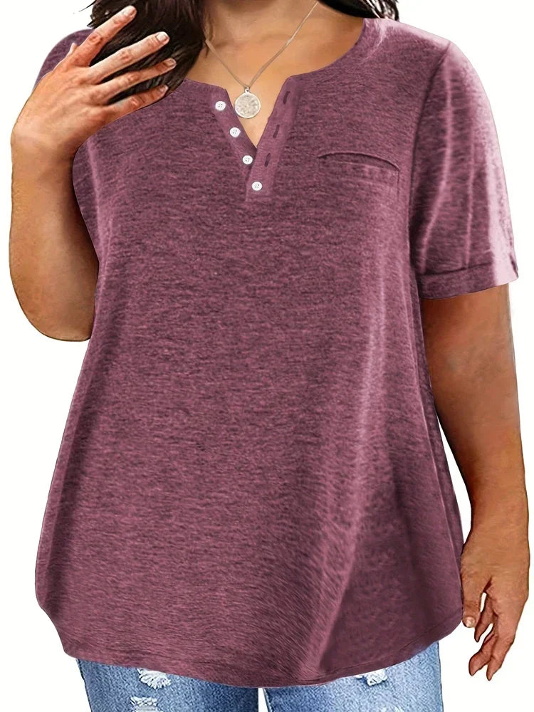 Women’s Plus-Size Loose V-Neck T-Shirt