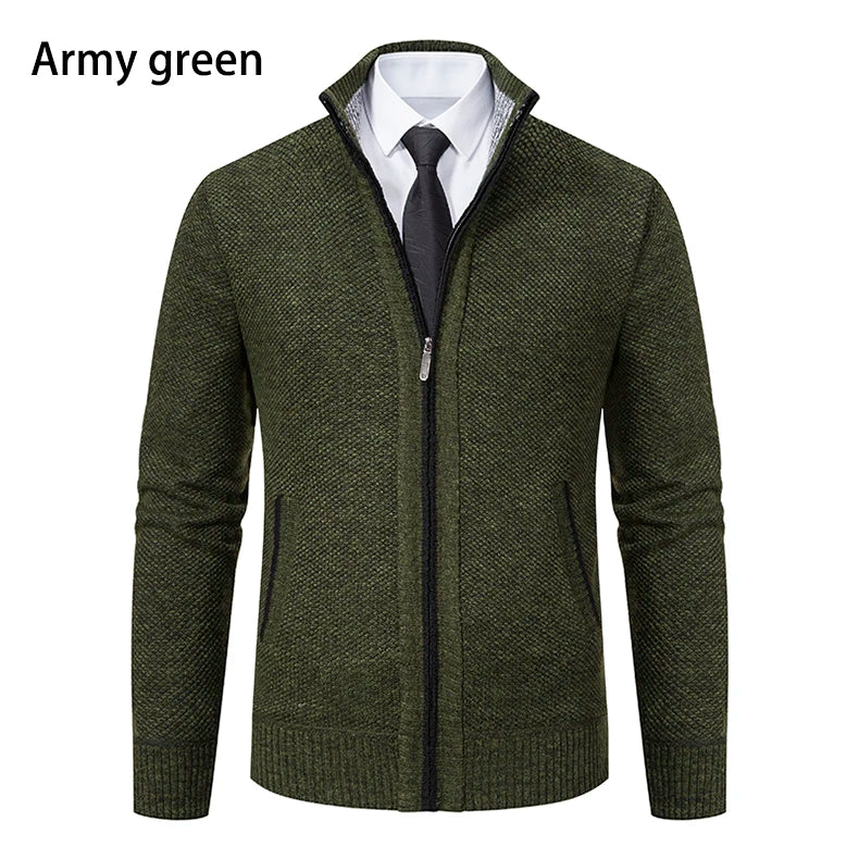 Men’s Autumn Winter Stand Collar Zipper Sweater