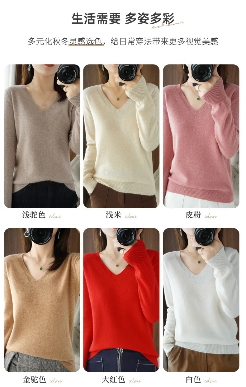 Women’s Cashmere V-Neck Lace Sweater