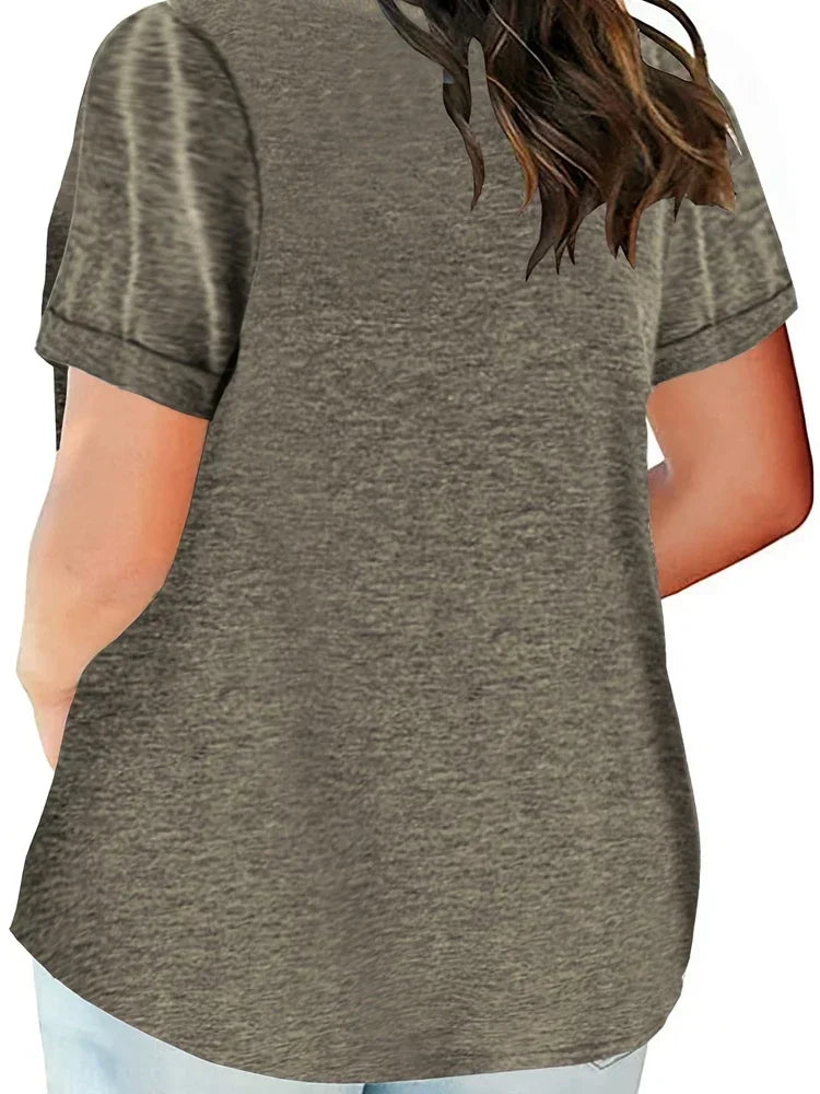 Women’s Plus-Size Loose V-Neck T-Shirt