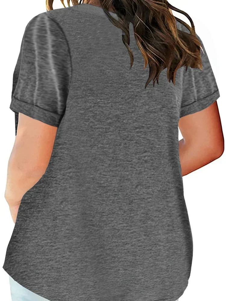 Women’s Plus-Size Loose V-Neck T-Shirt