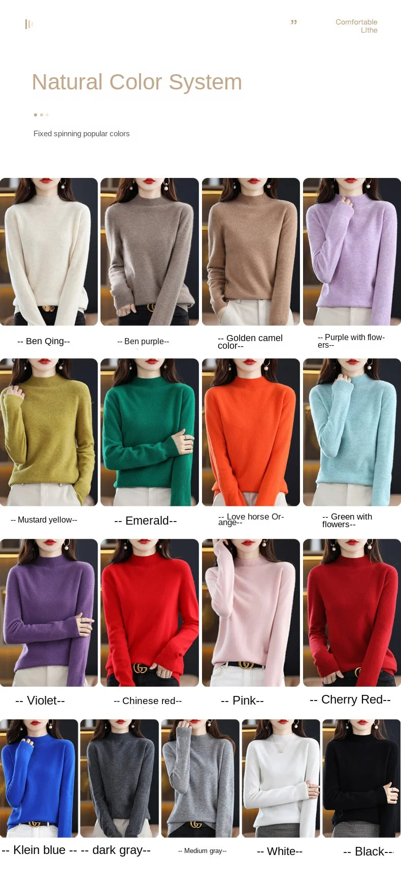 Women’s 100% Wool Half-Neck Pullover