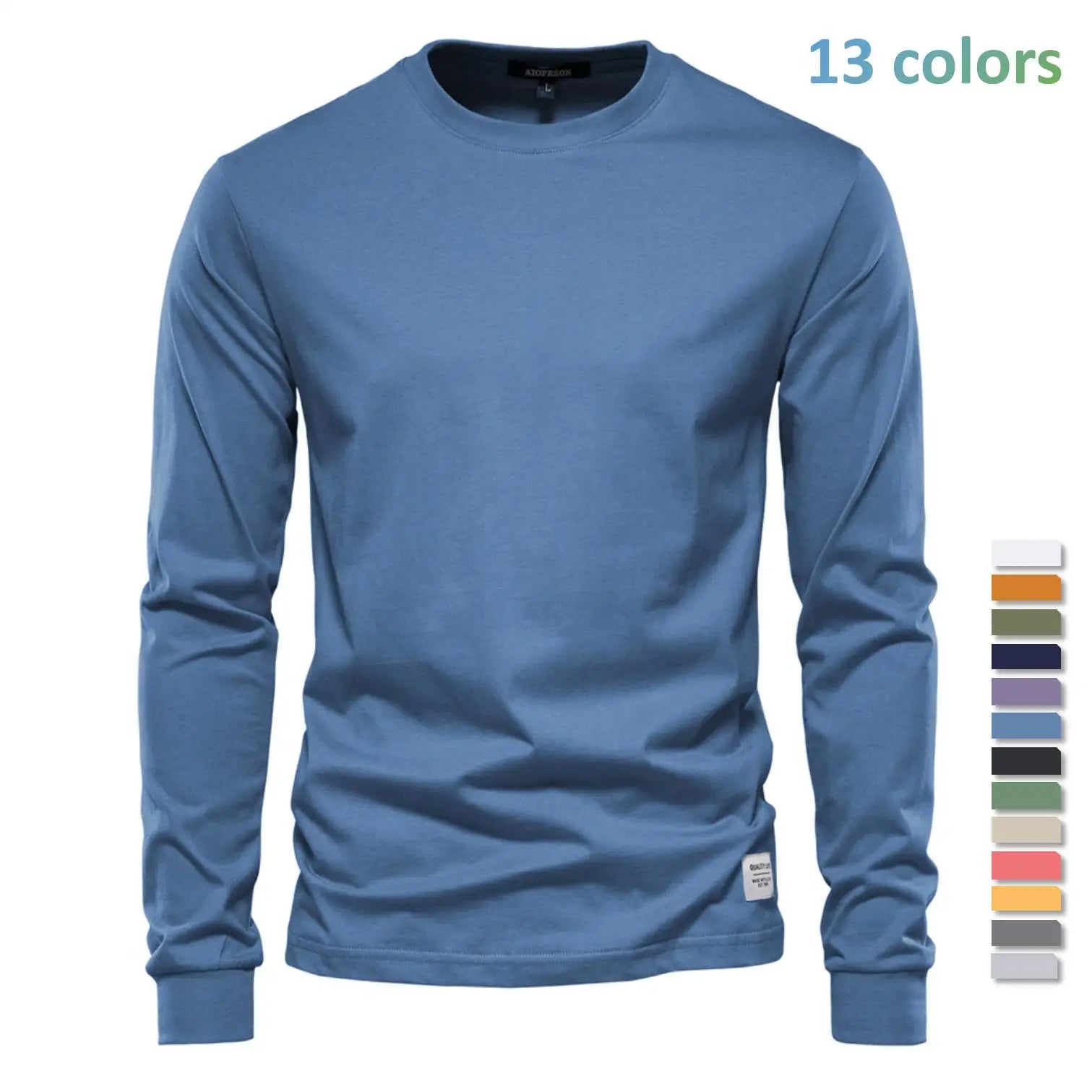 Men’s Solid Cotton Long-Sleeve T-Shirt