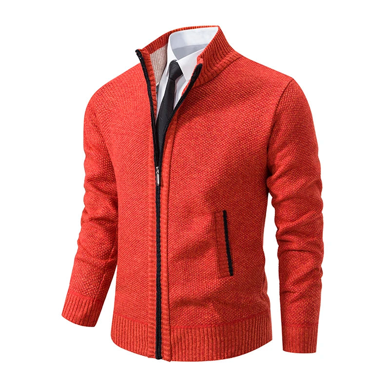 Men’s Autumn Winter Stand Collar Zipper Sweater